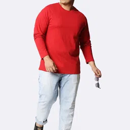 Bewakoof Plus Men Plus Size Red Cotton T-shirt image 5