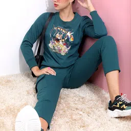 Tokyo Talkies Women Teal Green Printed Sweatshirt image 3