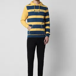 Peter England Casuals Striped Hooded Cotton Sweatshirt image 5