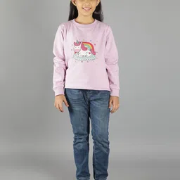Ninos Dreams Girls Lavender Unicorn Printed Fleece Sweatshirt image 4