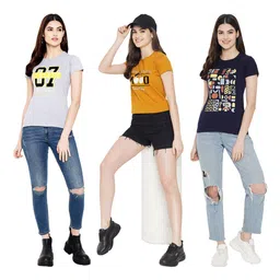 Fabflee Pack Of 3 Typography Printed Cotton T-shirt image 5