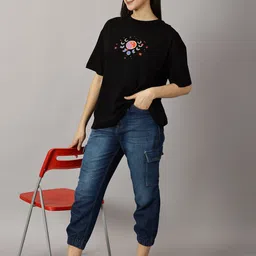 THE HOLLANDER Graphic Printed Drop Shoulder Sleeves Cotton Oversized T-shirt image 4