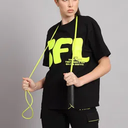 GRIFFEL Typography Printed Drop-Shoulder Sleeves Cotton Oversized T-shirt image 5