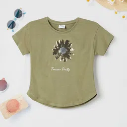 max Girls Typography Printed Applique T-shirt image 4