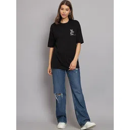 MISCHIEF MONKEY Printed Round Neck Short Sleeves Cotton T-shirt image 2