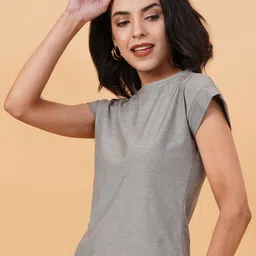 kotty basics Kotty Women Solid Round Neck T-shirt image 4