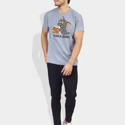 Greylongg Men Tom & Jerry Graphic Printed Round Neck Cotton T-shirt image 3