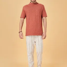 7 Alt by Pantaloons Abstract Printed High Neck Pockets Cotton Relaxed Fit T-shirt image 5