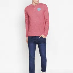 Basics Men Red & charm Applique Slim Fit T-shirt image 3