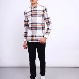 Lee Slim Fit Tartan Checks Oxford Cotton Casual Shirt-image-49