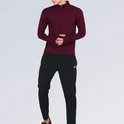 appulse Men Pack Of 2 Maroon & Grey High Neck Slim Fit T-shirt image 4
