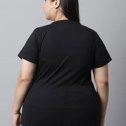 UnaOne Plus Size Typography Printed Slim Fit Pure Cotton T-Shirt image 4