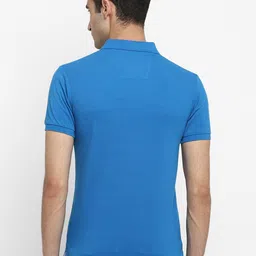 Alan Jones Men Blue Polo Collar Slim Fit T-shirt image 5