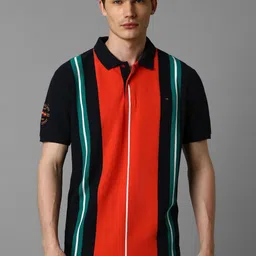 Louis Philippe Sport Men Striped Polo Collar Applique Slim Fit T-shirt image 5