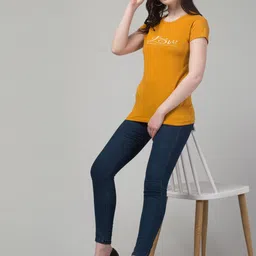 Trend Level Round Neck Short Sleeves Typography Printed Cotton T-shirt image 3