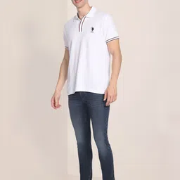 U.S. Polo Assn. Men White Polo Collar Pure Cotton Slim Fit T-shirt image 5
