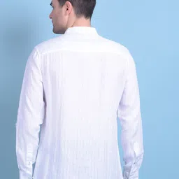 Crimsoune Club Classic Slim Fit Mandarin Collar Cotton Curved Casual Shirt image 4