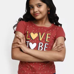 V-Mart Girls Typography Printed Cotton T-Shirt image 3