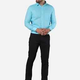 Callino London Men Blue Regular Fit Solid Formal Shirt image 4