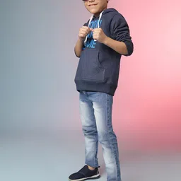 Instafab Boys Typographic Printed Hooded Cotton Sweatshirt image 5