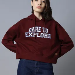 High Star Typography Printed Hooded Long Sleeve Pullover Sweatshirt image 2