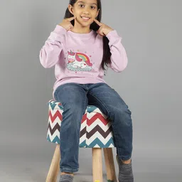 Ninos Dreams Girls Lavender Unicorn Printed Fleece Sweatshirt image 3