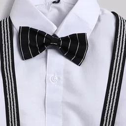 Jeetethnics Boys Black & White Shirt & Shorts With Suspenders image 5