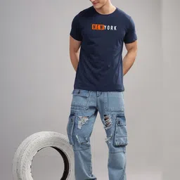 ADRO Men Typography Printed Applique T-shirt image 2