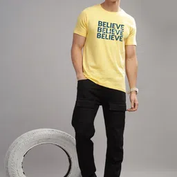 ADRO Men Typography Printed Applique T-shirt image 4