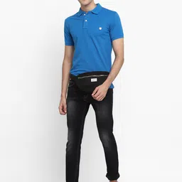 Alan Jones Men Blue Polo Collar Slim Fit T-shirt image 3