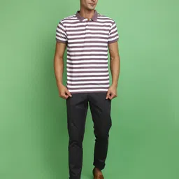 V-Mart Striped Polo Collar Short Sleeves Slim Fit T-shirt image 5