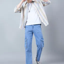 CHIMPAAANZEE Striped Drop-Shoulder Sleeves Oversized Shirt image 3