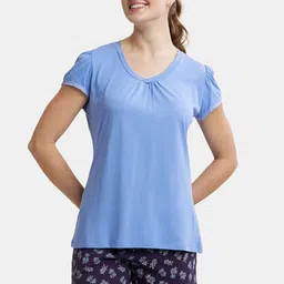 Jockey Relax V-Neck Short Sleeves Lace Trim Modal Relaxed Fit T-shirt image 2