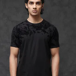 RARE RABBIT Men Ferris Round Neck Cotton Raw Edge Slim Fit T-Shirt-picture-10