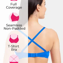 Tweens Pack Of 2 Full Coverage Non Padded Seamless Cotton T-shirt Bra With All Day Comfort image 2
