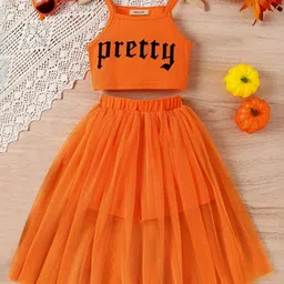 INCLUD Girls Printed Shoulder Straps Top With Skirt-picture-30