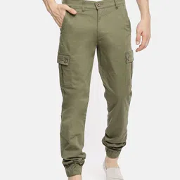 The Indian Garage Co Men Slim Fit Solid Cargos Joggers-picture-31