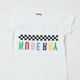 Nuberry Boys White Typography Printed Cotton T-shirt-picture-26