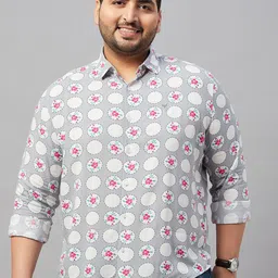 SHOWOFF Plus Plus Size Smart Floral Printed Cotton Casual Shirt image 1