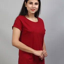 SillyBoom Women Maroon T-shirt-image-2