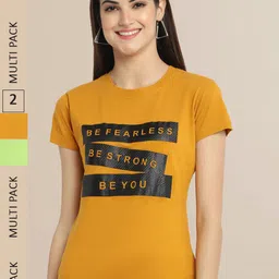Fabflee Women Pack Of 2 Printed Cotton T-shirt-image-37