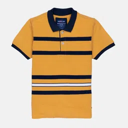 Status Quo Boys Yellow Striped Cotton Polo Collar T-shirt-picture-18