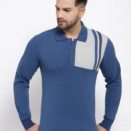Kalt Men Blue Polo Collar Cotton T-shirt-picture-22