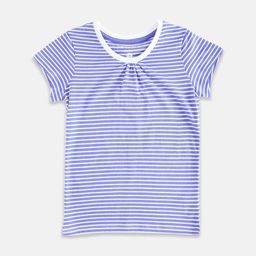Pantaloons Junior Girls Purple & White Striped Cotton T-shirt-picture-6