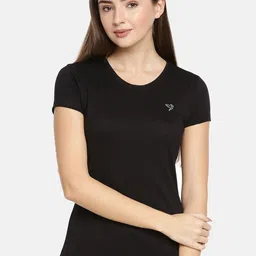 TWIN BIRDS Women Black Pure Cotton T-shirt-picture-30