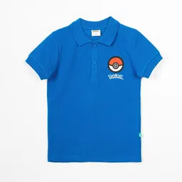 JusCubs Boys Blue Pokemon Printed Polo Collar Cotton T-shirt-picture-24