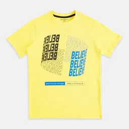 Pantaloons Junior Boys Yellow Typography Printed Cotton T-shirt-picture-13