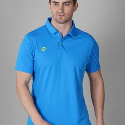 NIVIA Men Blue Polo Collar Slim Fit T-shirt image 1