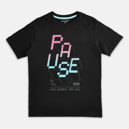 Pantaloons Junior Boys Black Typography Printed Cotton T-shirt-picture-10