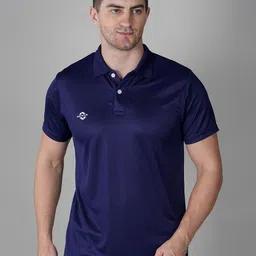 NIVIA Men Navy Blue Polo Collar Applique T-shirt-picture-38